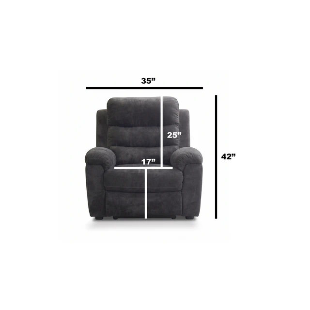 Alt view image 4 of 7 - 35 Inch Single Manual Recliner Chair, Textured Fabric Reclining Sofa Chair with 150° Recline Extended Footrest High