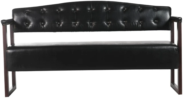 Alt view image 7 of 7 - 2 Piece Salon Waiting Bench Set, 57.83 Inch Mid Century Reception Sofa Bench with Tufted Backrest and Nailhead Trim