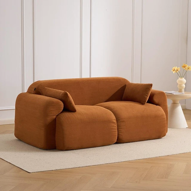 Main image of Seater Block Modular Sofa, Rounded Edge Upholstered Couch Extra Deep Seat Edgeless Accent Sofa for Small Living, Brown