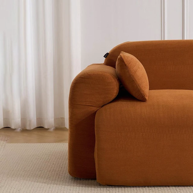 Alt view image 5 of 7 - Seater Block Modular Sofa, Rounded Edge Upholstered Couch Extra Deep Seat Edgeless Accent Sofa for Small Living, Brown