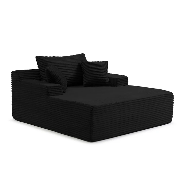 Alt view image 5 of 7 - 56 Inch Chaise Lounge Indoor, Chaise Lounge Chair with Pillows for Living Wide Arms Corduroy Fabric High Density Foam