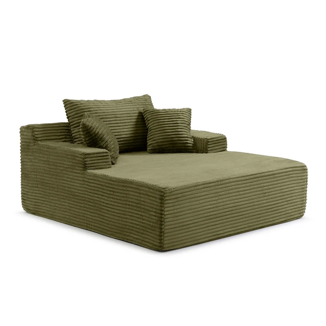 Alt view image 5 of 7 - 56 Inch Chaise Lounge Indoor, Chaise Lounge Chair with Pillows for Living Wide Arms Corduroy Fabric High Density Foam