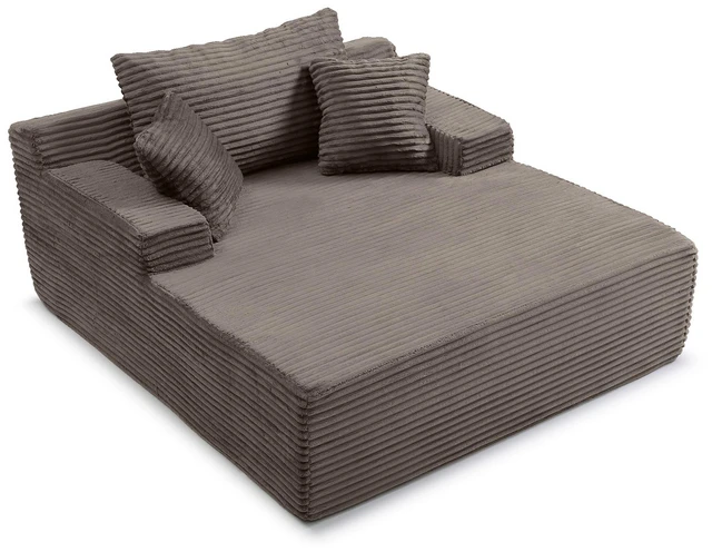 Alt view image 7 of 7 - 56 Inch Chaise Lounge Indoor, Chaise Lounge Chair with Pillows for Living Wide Arms Corduroy Fabric High Density Foam