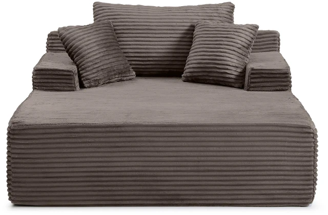Alt view image 5 of 7 - 56 Inch Chaise Lounge Indoor, Chaise Lounge Chair with Pillows for Living Wide Arms Corduroy Fabric High Density Foam