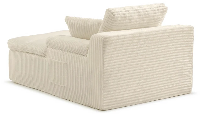 Alt view image 7 of 7 - Chaise Lounge Chair Indoor, Couch Assembly Wide Armrests Dual Layer Cushion Cloud Reading Chair for Living Corduroy