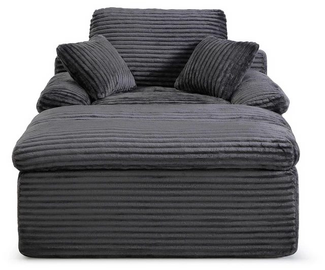 Alt view image 4 of 7 - Chaise Lounge Chair Indoor, Couch Assembly Wide Armrests Dual Layer Cushion Cloud Reading Chair for Living Corduroy