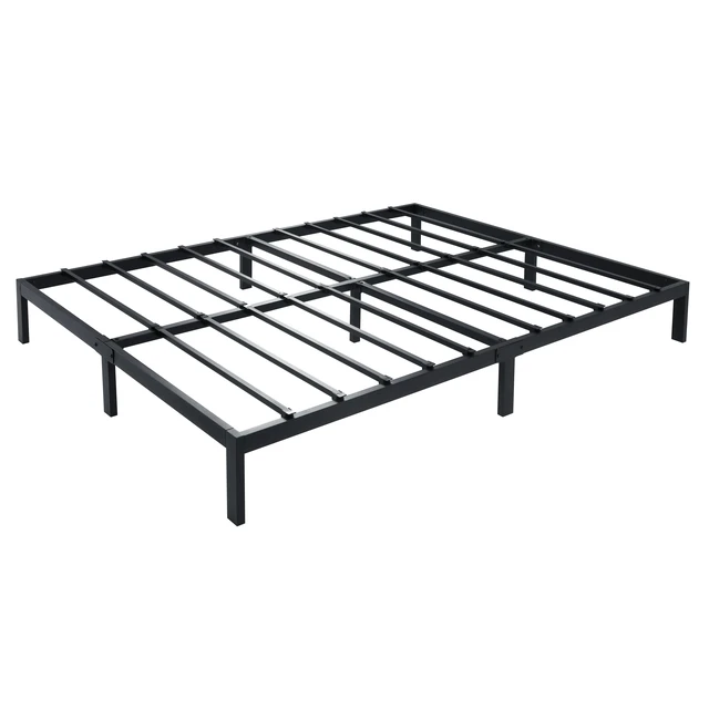 Alt view image 5 of 7 - Queen Size Compression Bed Upholstered Bed Frame with Headboard, Vacuum Sealed Foam with Metal Slats Box Spring Needed