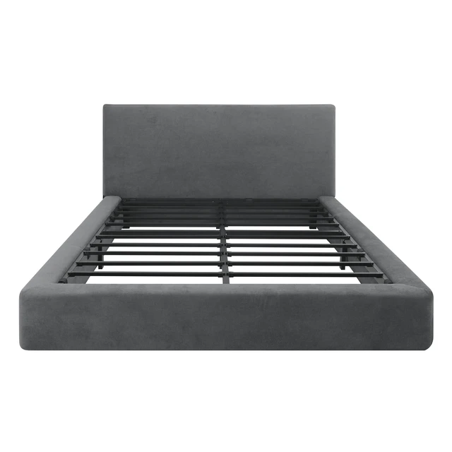 Alt view image 6 of 7 - Queen Size Compression Bed Upholstered Platform Bed Frame with Headboard, Vacuum Sealed Foam with Metal Slats Box