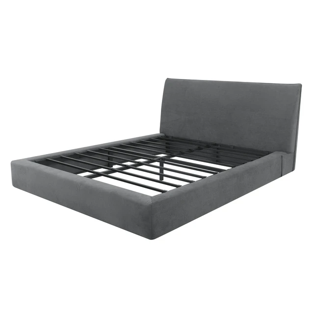 Alt view image 7 of 7 - Queen Size Compression Bed Upholstered Platform Bed Frame with Headboard, Vacuum Sealed Foam with Metal Slats Box
