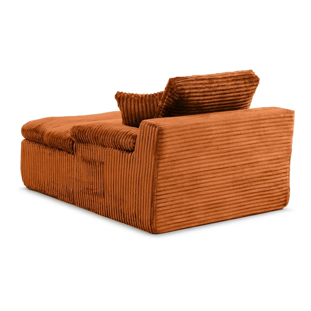 Alt view image 7 of 7 - Chaise Lounge Chair Indoor, Couch Assembly Wide Armrests Dual Layer Cushion Cloud Reading Chair for Living Corduroy
