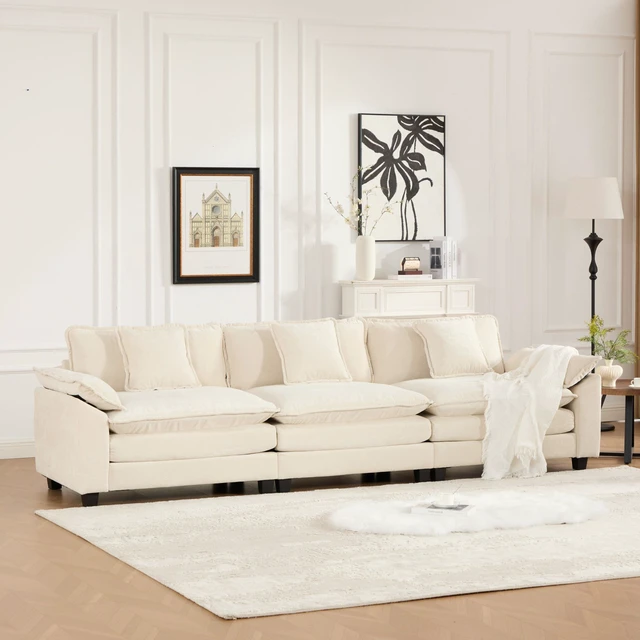 Main image of Wider Armrest 3 Seats Ottoman Not Included, Sectional Couch for Living and Double Layer Upholstered Seat Cushion