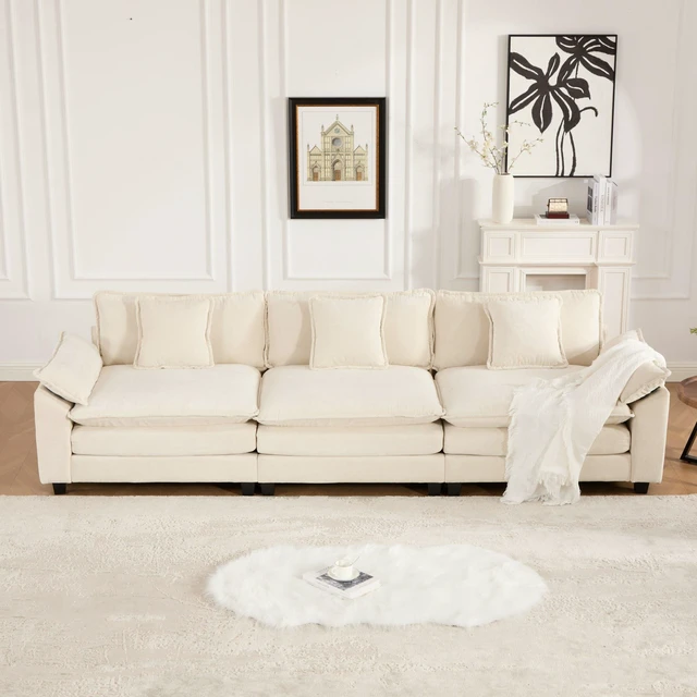 Alt view image 3 of 7 - Wider Armrest 3 Seats Ottoman Not Included, Sectional Couch for Living and Double Layer Upholstered Seat Cushion