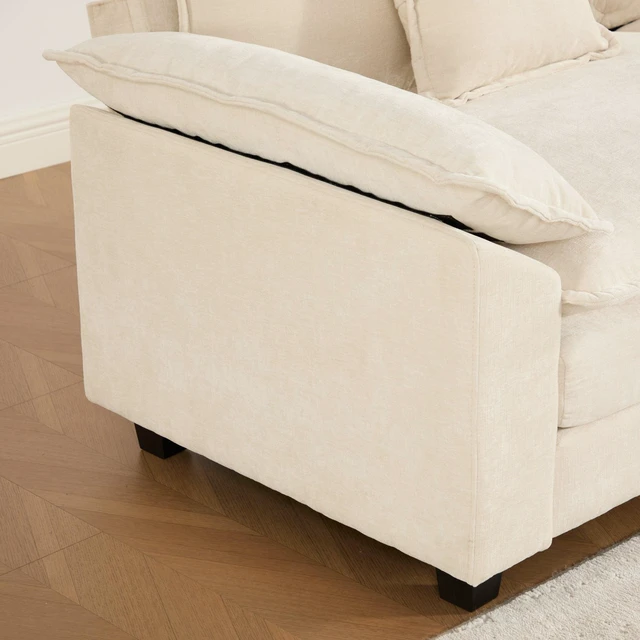 Alt view image 7 of 7 - Wider Armrest 3 Seats Ottoman Not Included, Sectional Couch for Living and Double Layer Upholstered Seat Cushion