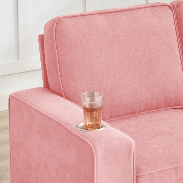 Alt view image 7 of 7 - 83.86 Inch Fabric Sofa, Compressed Couch Seater Sofa Furniture for Living, Pink, Ice and Snow Velvet Fabric