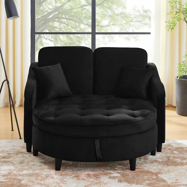 Main image of Two Seater Sofa with Curved Storage Footstool and USB Charging, Adjustable Backrest and Side Pockets Comes with Two