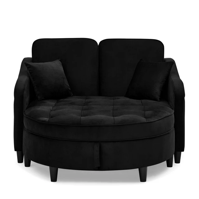 Alt view image 5 of 6 - Two Seater Sofa with Curved Storage Footstool and USB Charging, Adjustable Backrest and Side Pockets Comes with Two