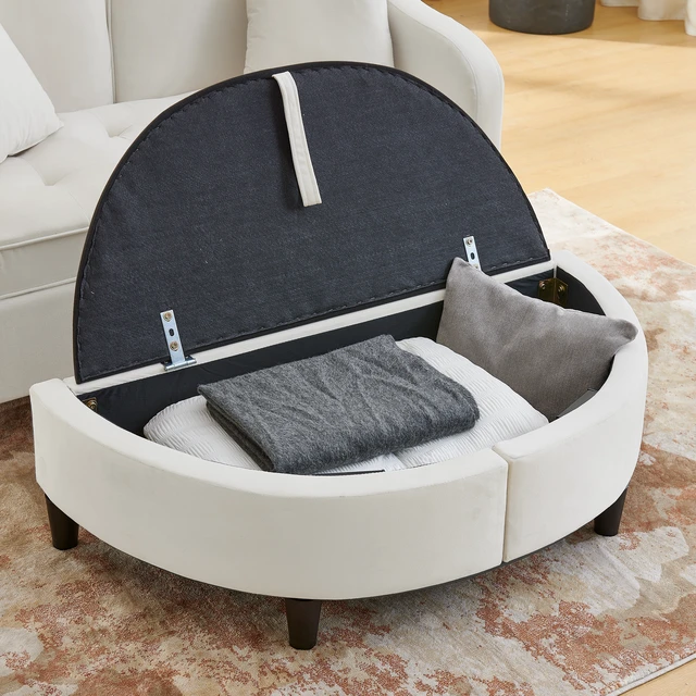 Alt view image 5 of 7 - Two Seater Sofa with Curved Storage Footstool and USB Charging, Adjustable Backrest and Side Pockets Comes with Two