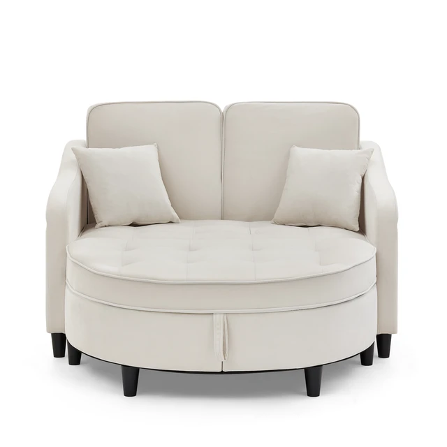 Alt view image 7 of 7 - Two Seater Sofa with Curved Storage Footstool and USB Charging, Adjustable Backrest and Side Pockets Comes with Two