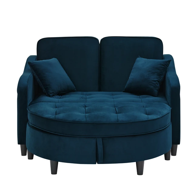 Alt view image 2 of 3 - Two Seater Sofa with Curved Storage Footstool and USB Charging, Adjustable Backrest and Side Pockets Comes with Two