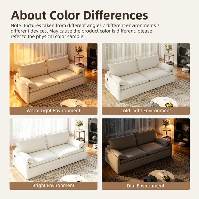 Alt view image 4 of 7 - 4 Seat Convertible Sleeper Sofa Bed Chenille Fabric, Deep Seat Cloud Sofa with Storage USB Port and Pillow Pull-Out