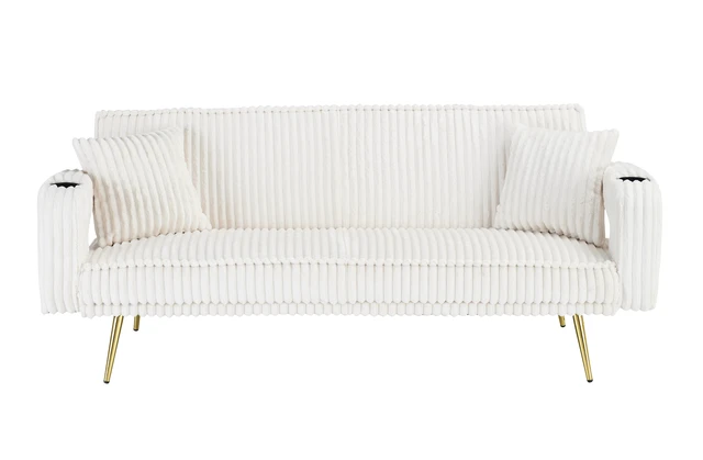 Alt view image 7 of 7 - 74.01 Inch Straight Corduroy Sofa Bed with Pillows, Adjustable in Three Levels Designed in Suitable for Use in Living
