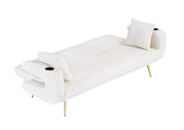 Alt view image 6 of 7 - 74.01 Inch Straight Corduroy Sofa Bed with Pillows, Adjustable in Three Levels Designed in Suitable for Use in Living