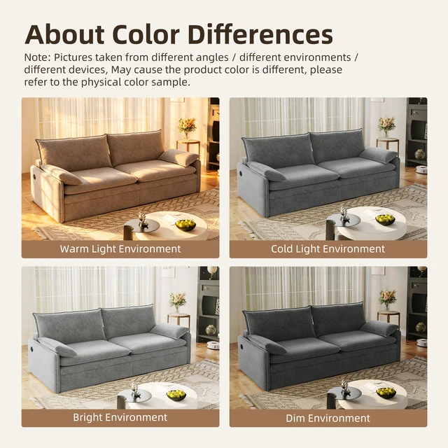 Alt view image 3 of 7 - 4 Seat Convertible Sleeper Sofa Bed Chenille Fabric, Deep Seat Cloud Sofa with Storage USB Port and Pillow Pull-Out