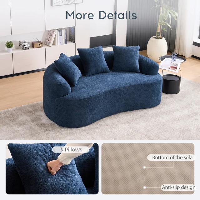 Alt view image 6 of 7 - Old SKU Curved Loveseat Compression Sponge Sofa, 30d High Resilience Chenille Assembly Sofa for Small Spaces and 65