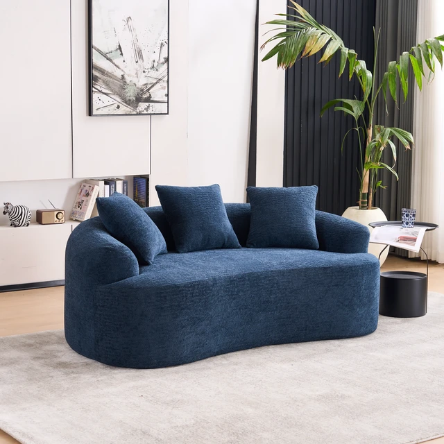 Alt view image 7 of 7 - Old SKU Curved Loveseat Compression Sponge Sofa, 30d High Resilience Chenille Assembly Sofa for Small Spaces and 65