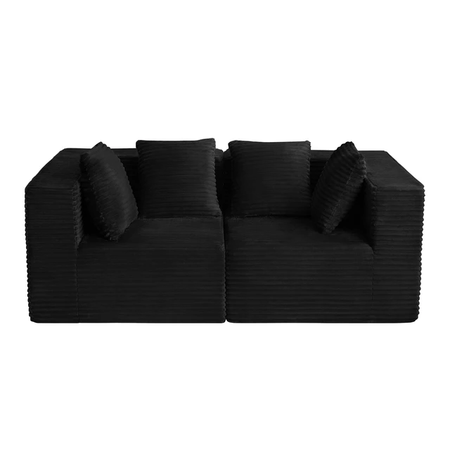 Alt view image 2 of 3 - Couches for Living, Modular Sectional Sofa, Black, Corduroy