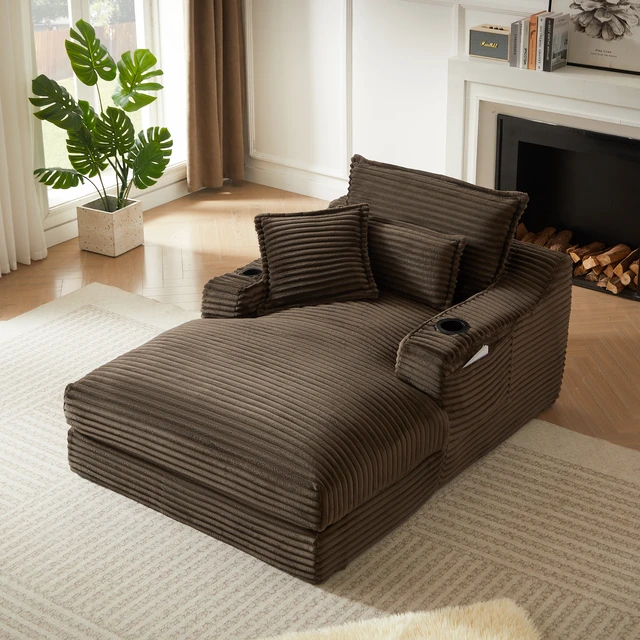 Alt view image 4 of 7 - 47.2 Inch Cushioned Compression Sofa with Unique Cushion Design, Lounge Chair for Living, Brown, Corduroy