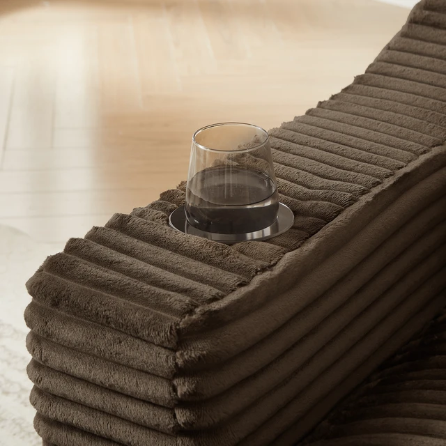 Alt view image 7 of 7 - 47.2 Inch Cushioned Compression Sofa with Unique Cushion Design, Lounge Chair for Living, Brown, Corduroy