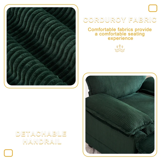 Alt view image 5 of 7 - 46.9 Inch Chair with Ottoman, Corduroy Upholstered Chaise Lounge Chair Indoor Reading Sofa Couche for Living, Green