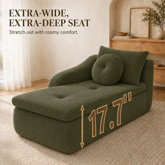 Alt view image 7 of 7 - 66 Inch Left Facing Chaise Lounge with Double Cushioned Seat, Tufted Button Design Two Back Cushions for Study Living