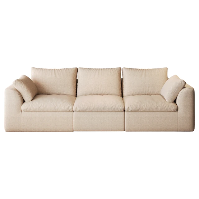 Alt view image 6 of 7 - 108.3 Inch Vacuum Packed Cloud Sofa Seater Modular Compressed Straight Sofa Couch, Removable Covers for Living, Khaki