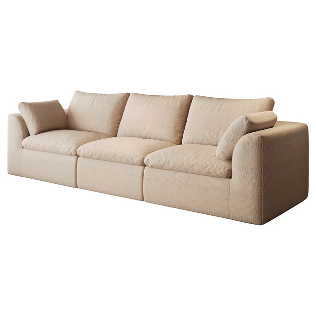 Alt view image 7 of 7 - 108.3 Inch Vacuum Packed Cloud Sofa Seater Modular Compressed Straight Sofa Couch, Removable Covers for Living, Khaki