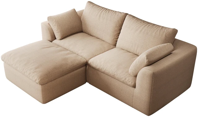 Alt view image 5 of 6 - 78.8 Inch Vacuum Packed Cloud Sofa Seater L-Shaped with Single Chaise Lounge, Modular Compressed Sectional Couch