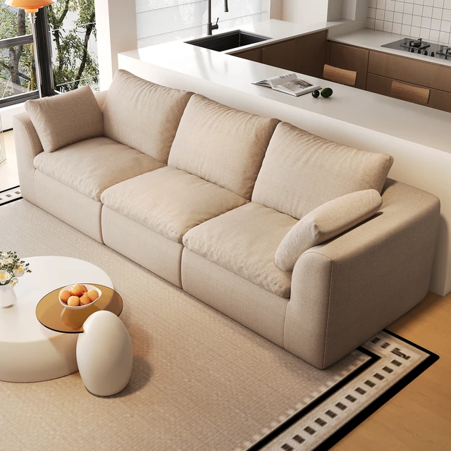 Alt view image 3 of 7 - 108.3 Inch Vacuum Packed Cloud Sofa Seater Modular Compressed Straight Sofa Couch, Removable Covers for Living, Khaki
