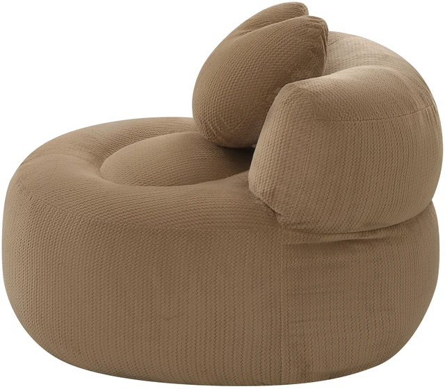 Alt view image 7 of 7 - Round Chaise Lounge Chair, Corduroy Floor Sofa Deep Seat Compressed Circle Barrel Chair Assembly Sleeper Cloud Sofa