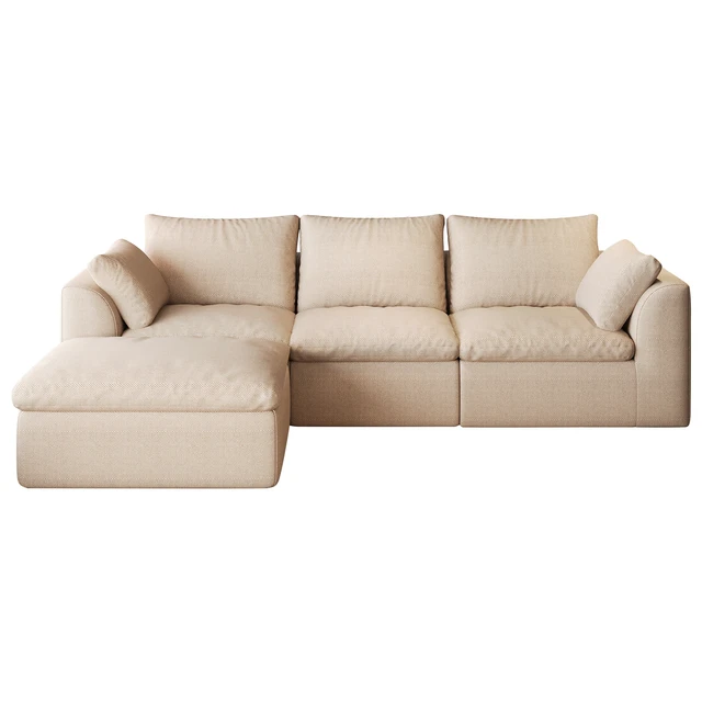 Alt view image 6 of 7 - 108.3 Inch Vacuum Packed Cloud Sofa Seater L-Shaped with Single Chaise Lounge, Modular Compressed Sectional Couch