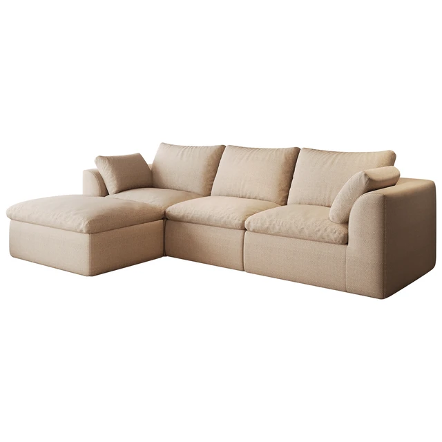 Alt view image 7 of 7 - 108.3 Inch Vacuum Packed Cloud Sofa Seater L-Shaped with Single Chaise Lounge, Modular Compressed Sectional Couch
