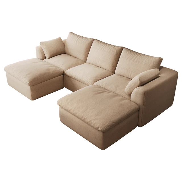 Alt view image 5 of 6 - 108.3 Inch Vacuum Packed Cloud Sofa Seater U-Shaped with Double Chaise Lounge, Modular Compressed Sectional Couch