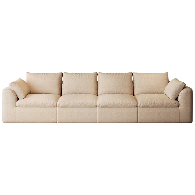 Alt view image 6 of 7 - 137.9 Inch Vacuum Packed Cloud Sofa Seater Modular Compressed Straight Sofa Couch, Removable Covers for Living, Khaki
