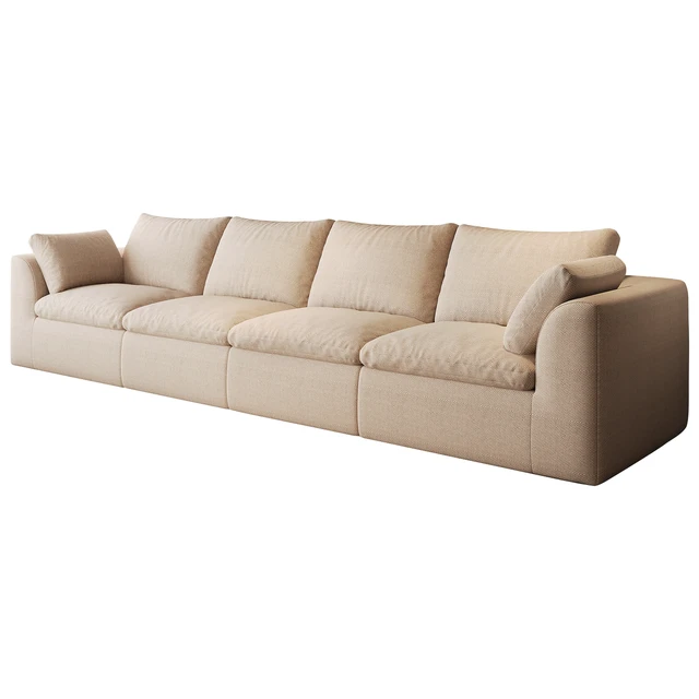 Alt view image 7 of 7 - 137.9 Inch Vacuum Packed Cloud Sofa Seater Modular Compressed Straight Sofa Couch, Removable Covers for Living, Khaki