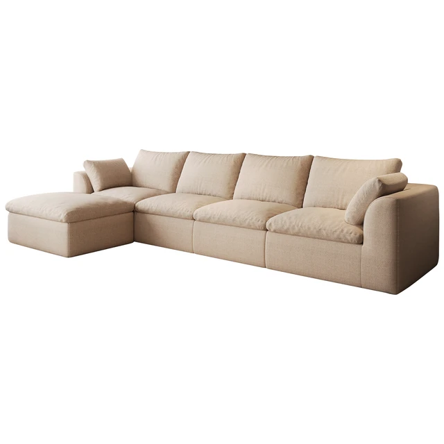 Alt view image 7 of 7 - 137.9 Inch Vacuum Packed Cloud Sofa Seater L-Shaped with Single Chaise Lounge, Modular Compressed Sectional Couch