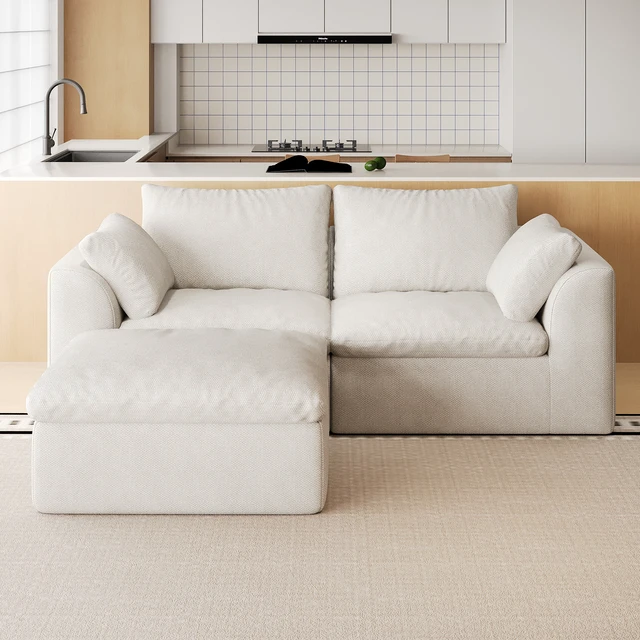 Alt view image 2 of 6 - 78.8 Inch Vacuum Packed Cloud Sofa Seater with Chaise Lounge, Modular Compressed l Shape Couch Removable Cover