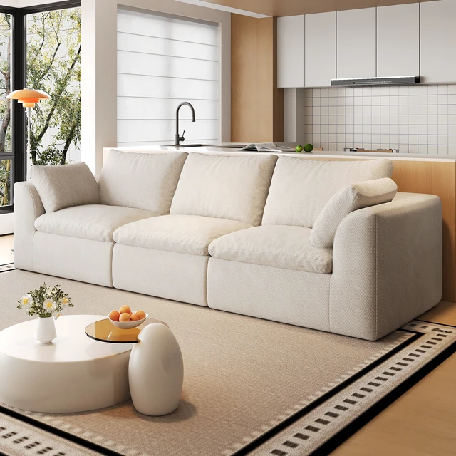 Alt view image 2 of 7 - 108.3 Inch Vacuum Packed Cloud Sofa Seater, Modular Compressed Sofa Couch with Soft Cushion Removable Covers
