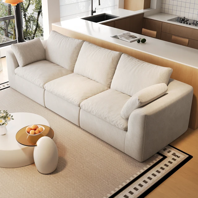 Alt view image 3 of 7 - 108.3 Inch Vacuum Packed Cloud Sofa Seater, Modular Compressed Sofa Couch with Soft Cushion Removable Covers