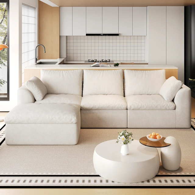 Main image of 108.3 Inch l Shaped 3 Seat Modular Sectional Sofa with Single Chaise, Deep Seat Corner Couch Vacuum Compressed Tool