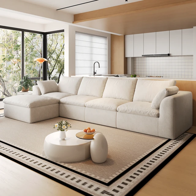 Alt view image 2 of 7 - 137.9 Inch l Shaped 5 Seat Modular Sectional Sofa with Single Chaise, Deep Seat Corner Couch Vacuum Compressed Tool